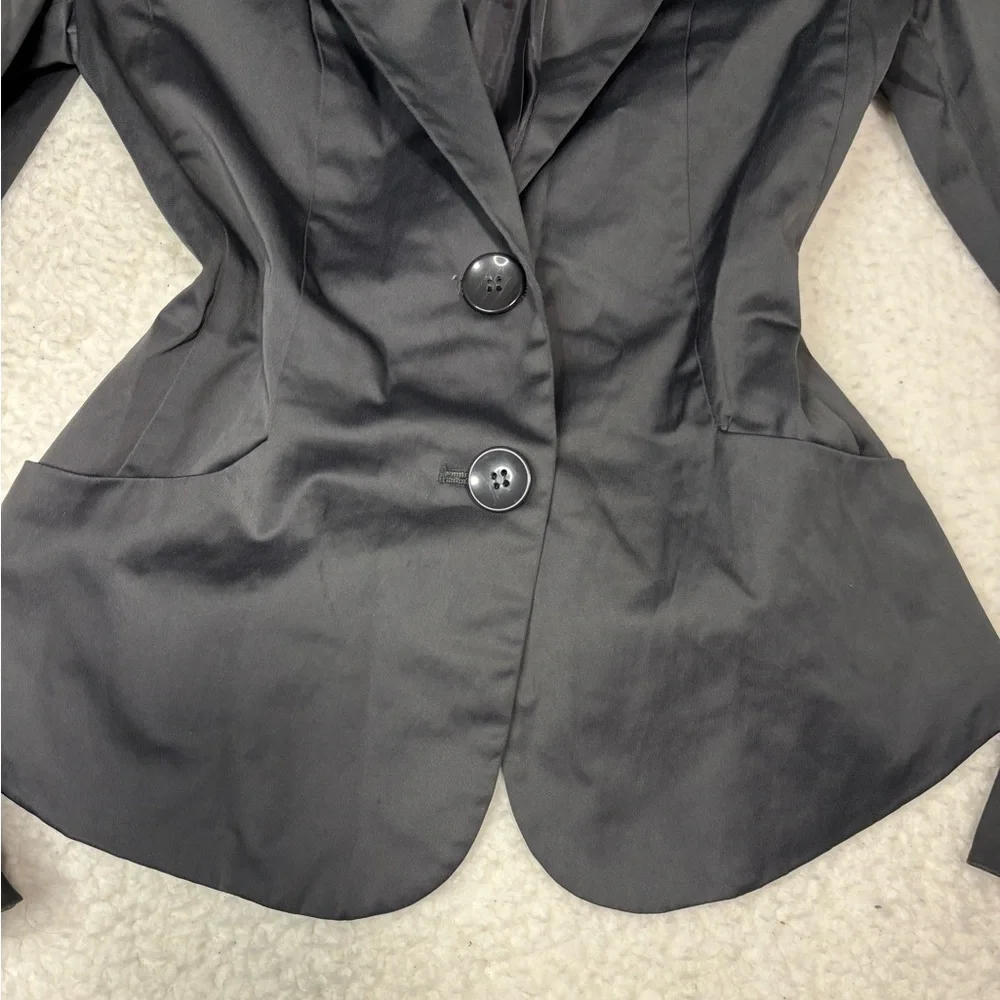 Forever 21 Women Gray Satin Double Breasted Fitted Blazer - Picture 5 of 10